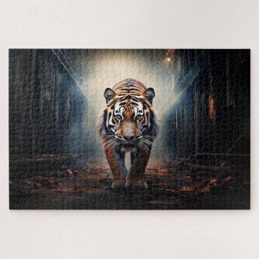 シュール森の古い黒とオレンジの虎No 2 ジグソーパズル (横)