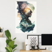 シュール水彩イラストレーションポスター ポスター (ホームオフィス)