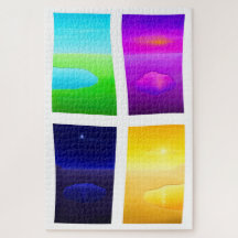 シュール絵画サンセット湖の海の風景