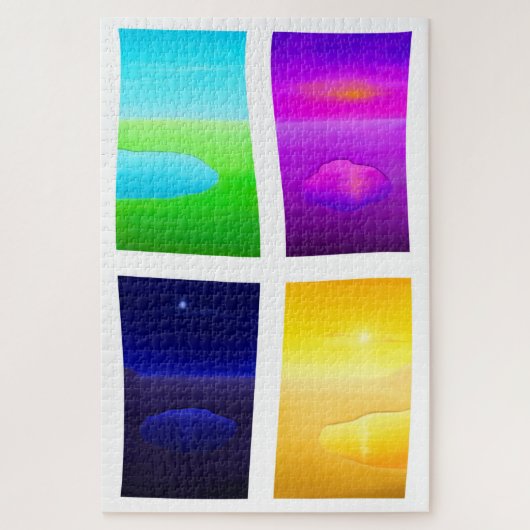 シュール絵画サンセット湖の海の風景 ジグソーパズル (縦)