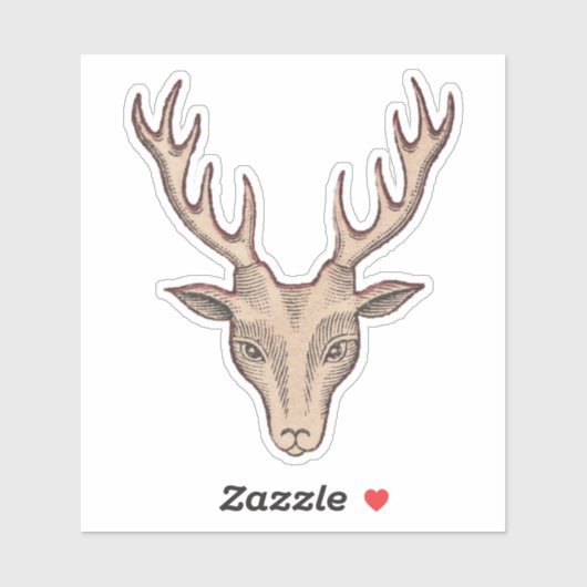 シュール茶色の鹿ヘッドブラックエッチング顔〔雄ジカの〕枝角 シール (シート)