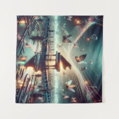 シュール遊湖の風景の中のセルフピアノ タペストリー (正面(横))