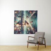 シュール遊湖の風景の中のセルフピアノ タペストリー (インサイチュ(横))