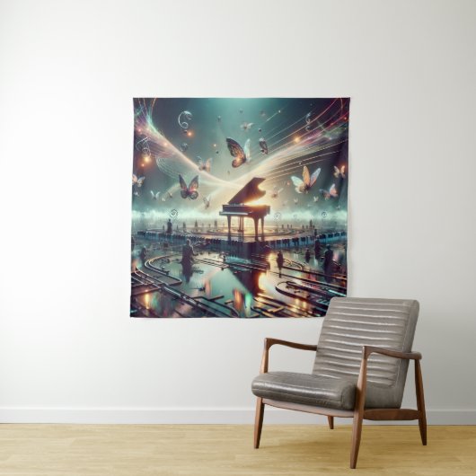 シュール遊湖の風景の中のセルフピアノ タペストリー (インサイチュ)