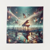 シュール遊湖の風景の中のセルフピアノ タペストリー (正面)