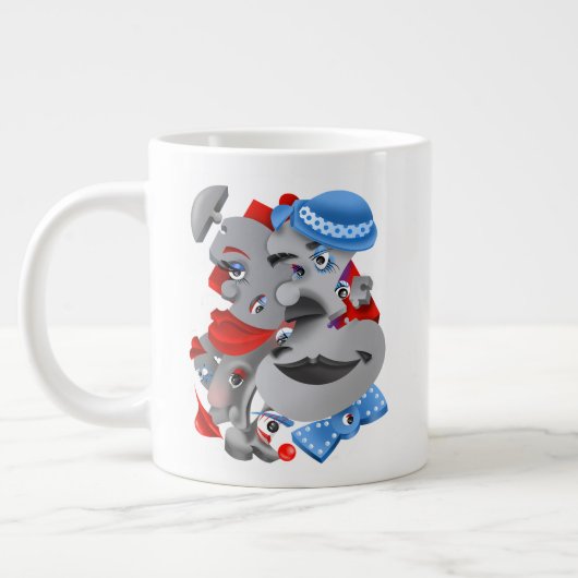 シュール顔はっきりしたと大芸術的きなコーヒーカップ ジャンボコーヒーマグカップ (左)