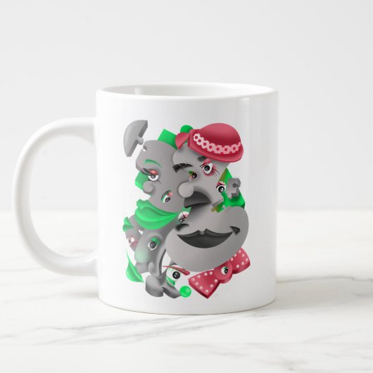 シュール顔はっきりしたと大芸術的きなコーヒーカップ ジャンボコーヒーマグカップ (左)