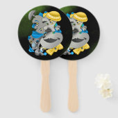 シュール顔&ジグソーパズルサマーファン ハンドファン (正面&裏面)