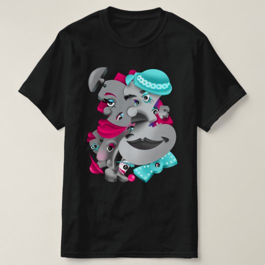 シュール顔&ジグソーパズルメンズTシャツ Tシャツ (デザイン正面)