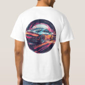 シュール・トンネルにモダン赤いスポーツ芸術的車 Tシャツ (裏面)