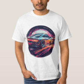 シュール・トンネルにモダン赤いスポーツ芸術的車 Tシャツ