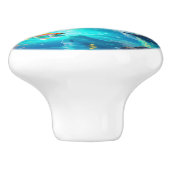 シュール・ホワイト・ドラゴンと金ゴールド・フィッシュ セラミックノブ (側面)