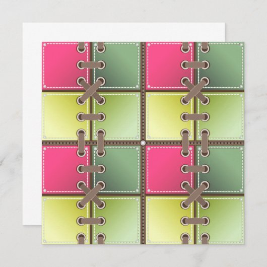 シューレースのピンクとグリーンのファッションアート (正面/裏面)