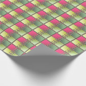 シューレースのピンクとグリーンのファッションアート ラッピングペーパー (角)