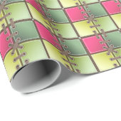 シューレースのピンクとグリーンのファッションアート ラッピングペーパー (ロールコーナー)