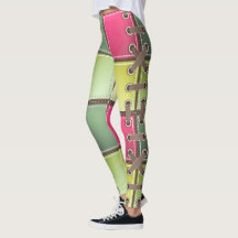 シューレースのピンクとグリーンのファッションアート