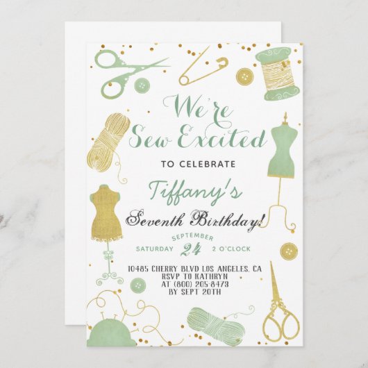 シュー励起裁縫誕生日 招待状 (正面/裏面)