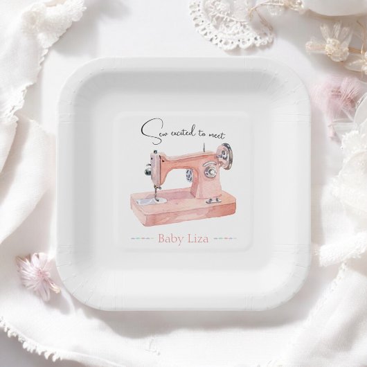 シュー多くの愛パステル水の色ステッチベビーシャワー ペーパープレート