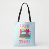 シュー美しいピンクのヴィンテージハンド裁縫機 トートバッグ (正面)