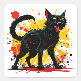 シュー鳴る防御性の黒猫 スクエアシール