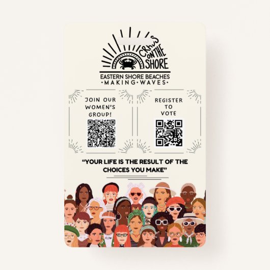 ショアジョインとレジスタバッジのカニ バッジ (正面)