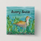 ショアバードレイクウォーターカラー名前をカスタムする 缶バッジ (正面)