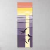 ショアベクターアートで紫色のオレンジ色の海鳥 ポスター (正面)