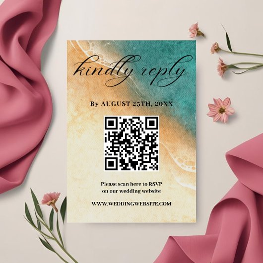 ショアライントロピカルビーチ結婚式RSVPカード エンクロージャーカード