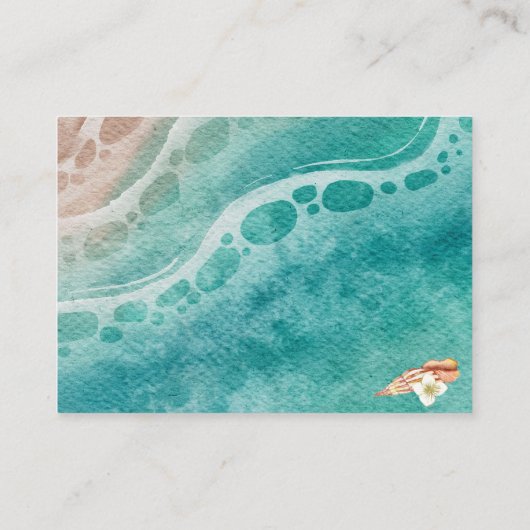 ショアラインドリームウォーターカラービーチ結婚式RSVP エンクロージャーカード (裏面)