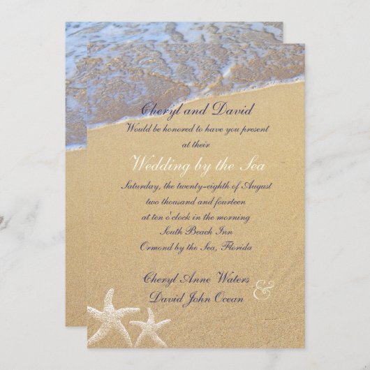 ショアラブビーチをテーマにしたカスタムウェディング招待状 招待状 (正面/裏面)