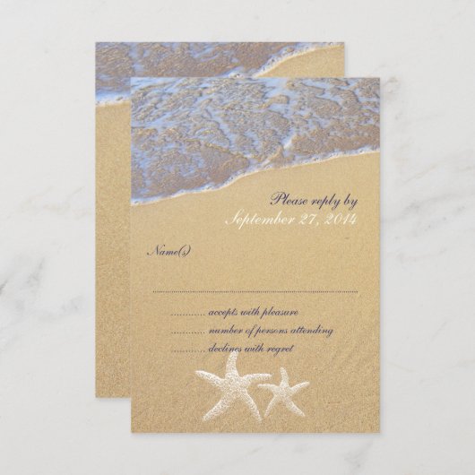 ショアラブビーチをテーマにした結婚式RSVPカード 出欠カード (正面/裏面)