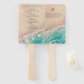 ショアリンドリーム水彩ビーチ結婚式プログラム ハンドファン (正面&裏面)