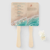 ショアリンドリーム水彩ビーチ結婚式プログラム ハンドファン (正面&裏面)