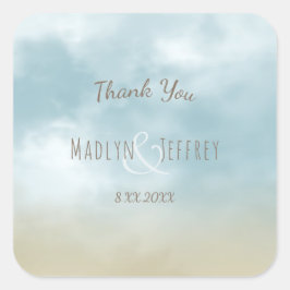 ショア海サーフビーチ結婚式感謝していユー スクエアシール