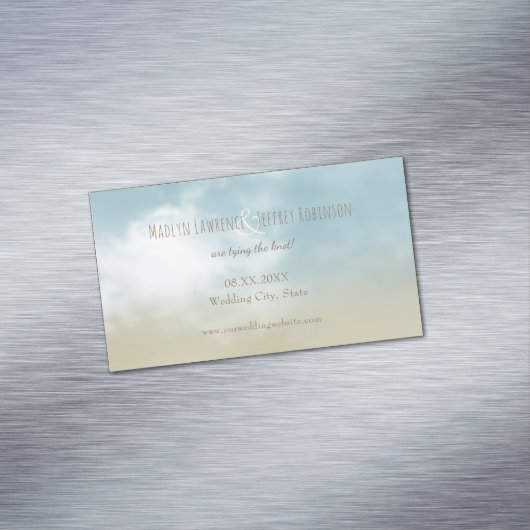 ショア海ビーチ結婚式で日付を保存 マグネット名刺 (インサイチュ)