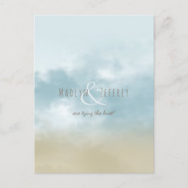 ショア海ビーチ結婚式で日付を保存 案内ポストカード