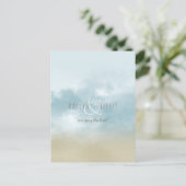 ショア海ビーチ結婚式で日付を保存 案内ポストカード (スタンド正面)
