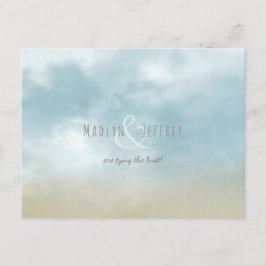 ショア海ビーチ結婚式で日付を保存 案内ポストカード
