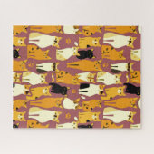 ショウガと黒猫と白猫の柄 ジグソーパズル (横)