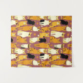 ショウガと黒猫と白猫の柄 タペストリー (正面(横))