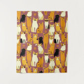 ショウガと黒猫と白猫の柄 タペストリー (正面)