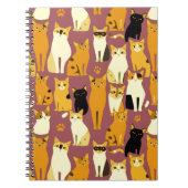 ショウガと黒猫と白猫の柄 ノートブック (正面)