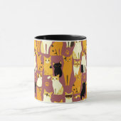 ショウガと黒猫と白猫の柄 マグカップ (中央)