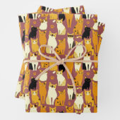 ショウガと黒猫と白猫の柄 ラッピングペーパーシート (インサイチュ)