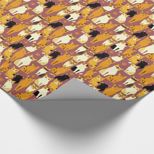 ショウガと黒猫と白猫の柄 ラッピングペーパー (角)