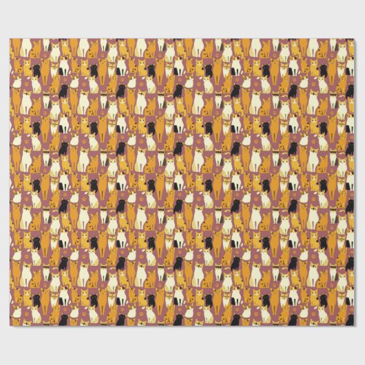 ショウガと黒猫と白猫の柄 ラッピングペーパー (フラット)