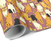 ショウガと黒猫と白猫の柄 ラッピングペーパー (ロールコーナー)