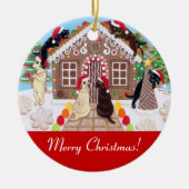 ショウガのパンの家のラブラドールの絵を描くこと セラミックオーナメント (正面)