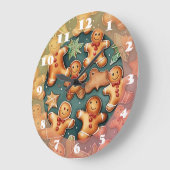 ショウガのブレッドマンクリスマスパターン ラージ壁時計 (傾斜)