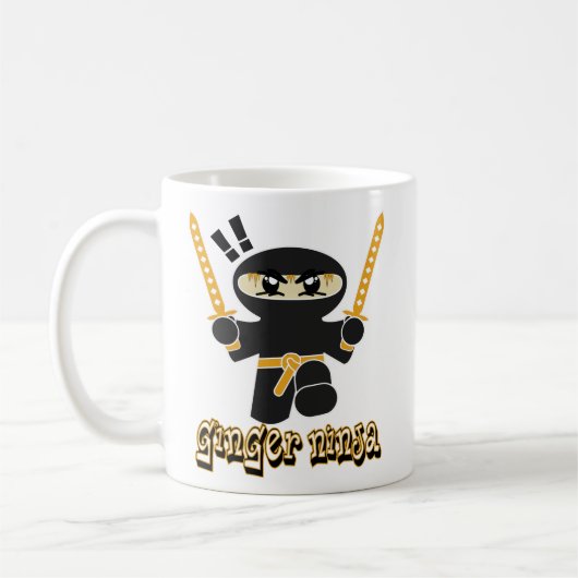 ショウガの忍者のコーヒー・マグのgingaの赤毛 コーヒーマグカップ (左)